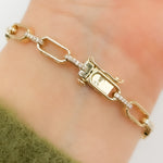 Load image into Gallery viewer, BFH61268. 14K Solid Yellow Gold Diamond Fancy Paperclip Bracelet