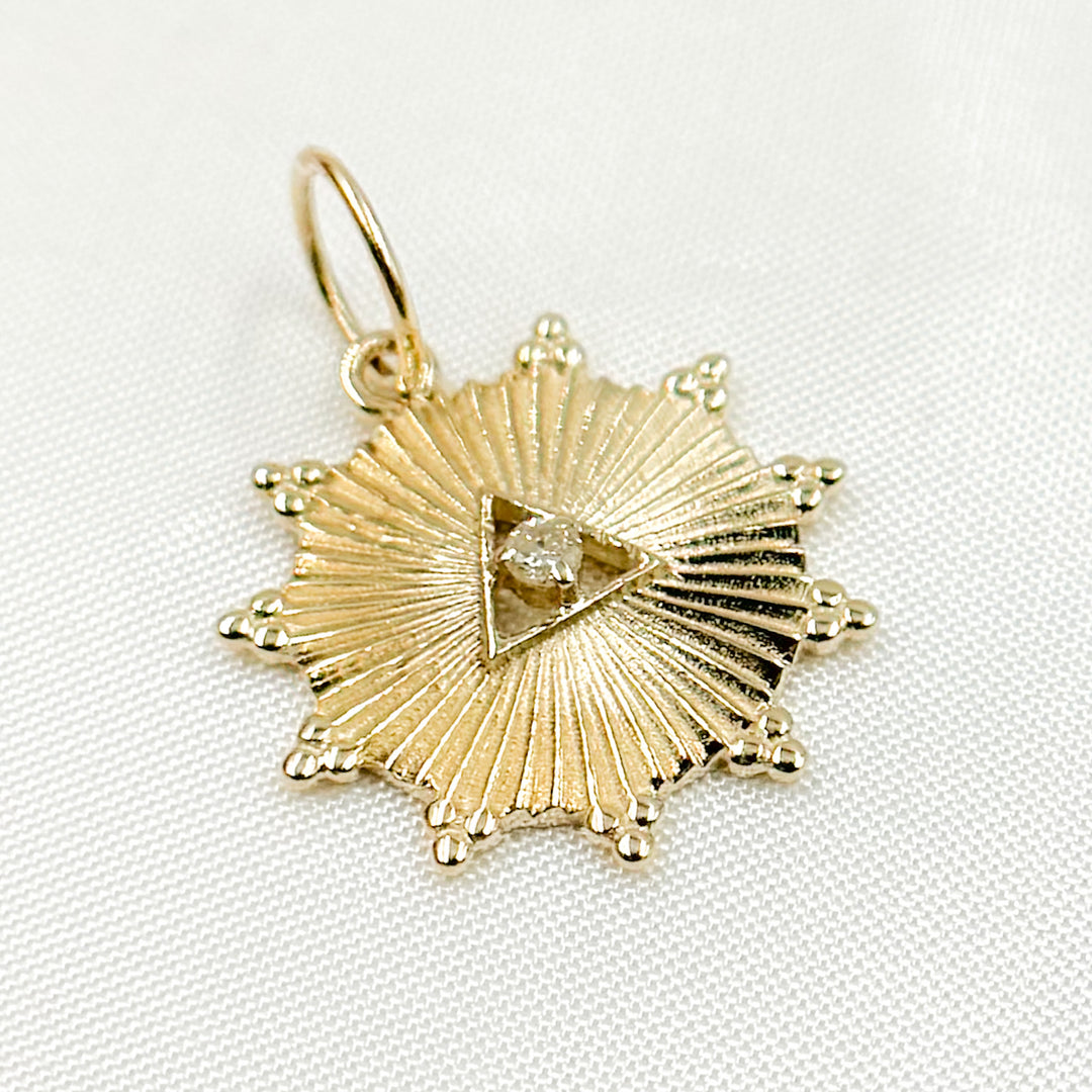 GDP271. 14K Solid Gold Diamond Round Charm