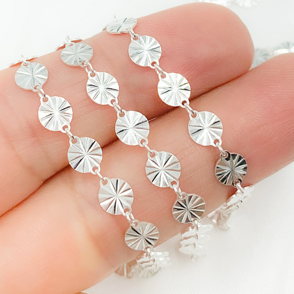 Sterling Silver Diamond Cut Circle Link Chain