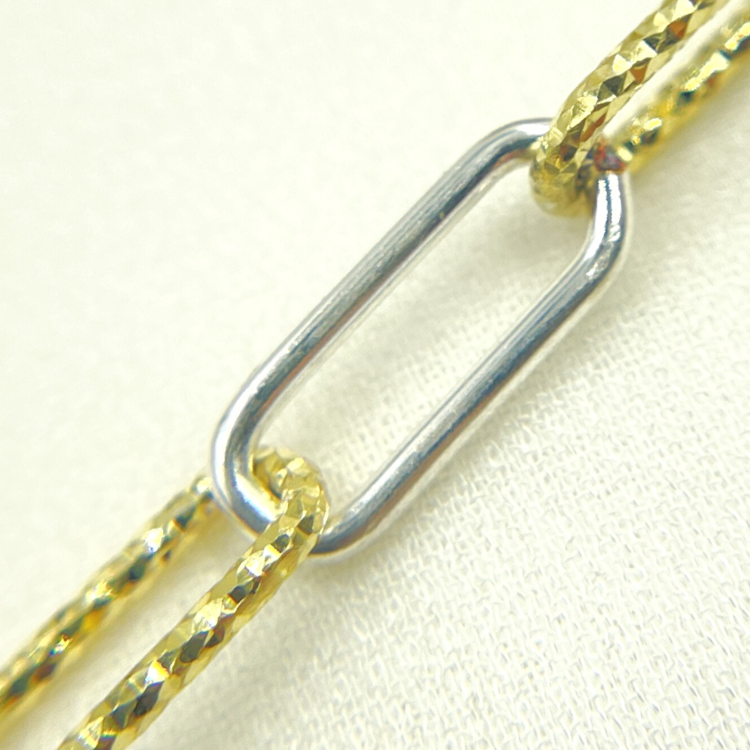 Buy Gold Plated Sterling Silver Smooth & Diamond Cut Paperclip Chain