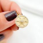 Load image into Gallery viewer, 14k Solid Gold Circle Wheel Charm with Diamonds. GDP519
