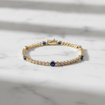 Load image into Gallery viewer, BR402701. 14K Gold Natural Blue Sapphire &amp; Diamond Bracelet