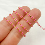 Load image into Gallery viewer, Gold Plated Enamel 925 Sterling Silver Pink Enamel Chain. V245PKGP
