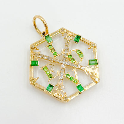 KG287. 14K Solid Gold Hexagon Love Pendant