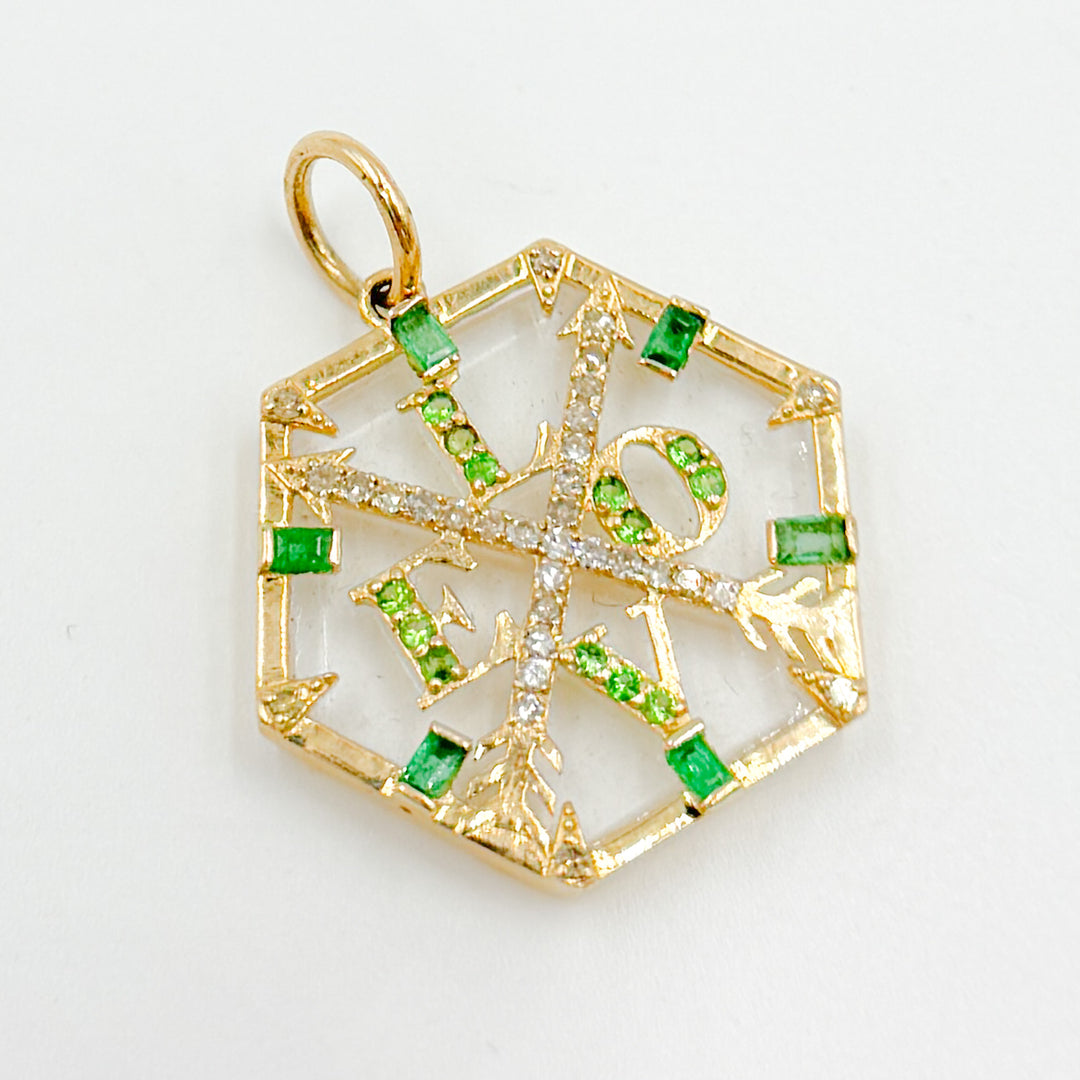 KG287. 14K Solid Gold Hexagon Love Pendant
