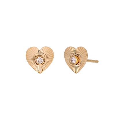 Shop Now 14K Solid Gold Diamond Heart Earrings