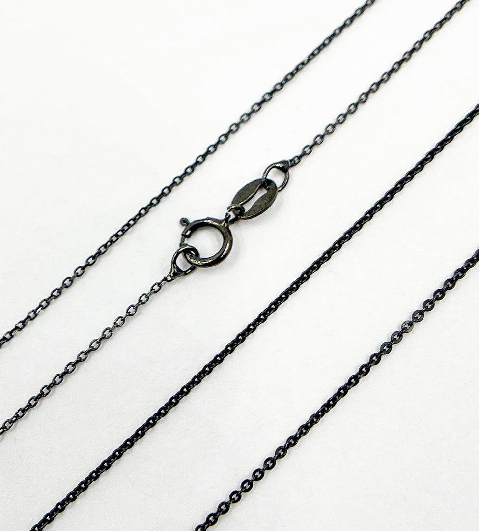 Black Rhodium 925 Sterling Silver Cable Finished Necklace. 13Necklace