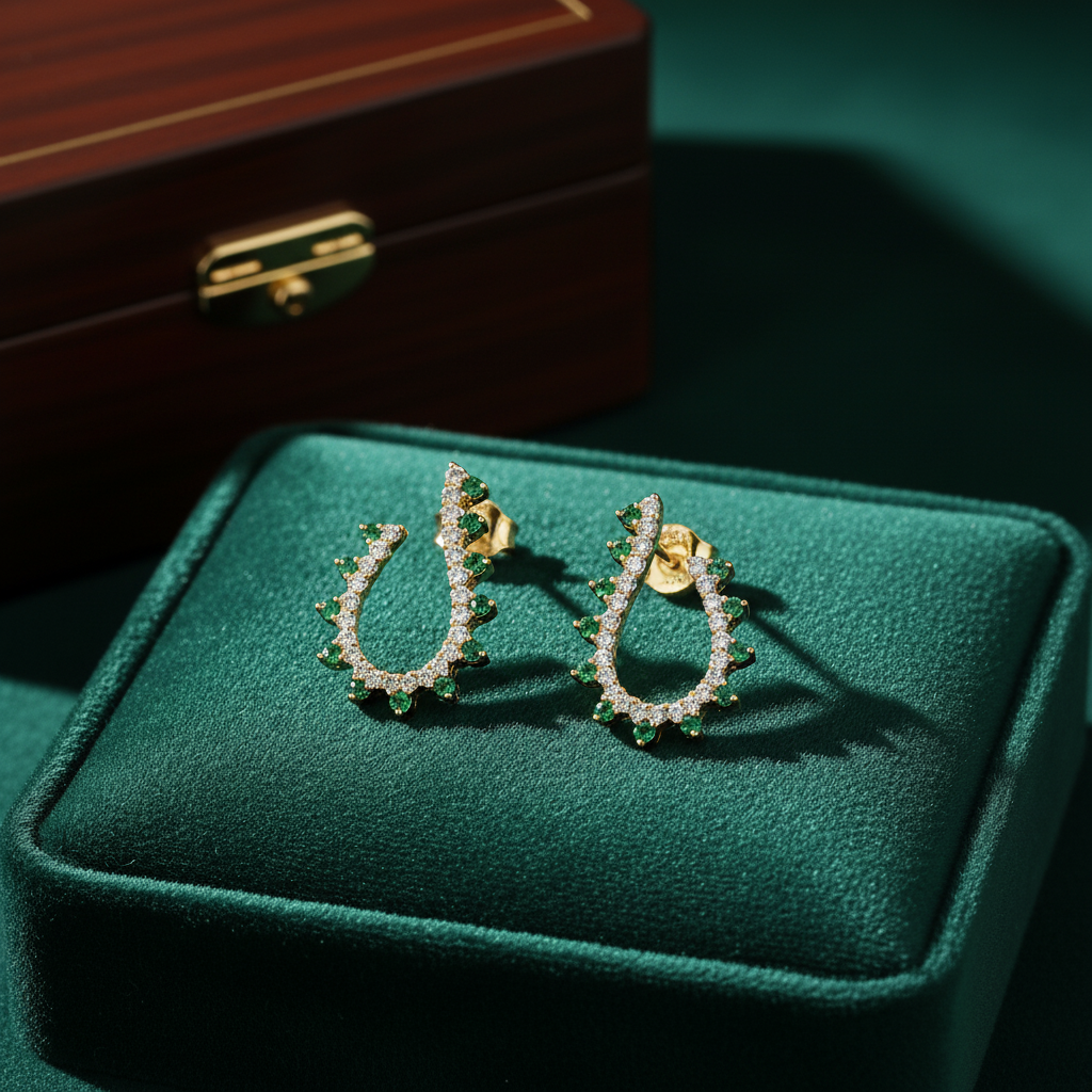 ER417883. 14k Solid Gold Diamond and Gemstone Fancy Earrings