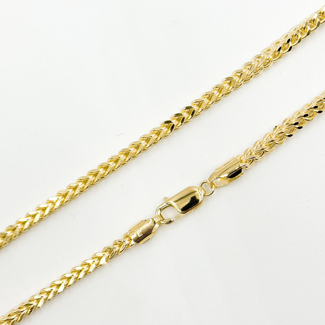 100HVI2004000. 14K Solid Yellow Gold Franco Hollow Chain Necklace