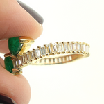 Load image into Gallery viewer, 14K Solid Gold Diamond &amp; Emerald Double Line Heart Ring. CR96144EM5
