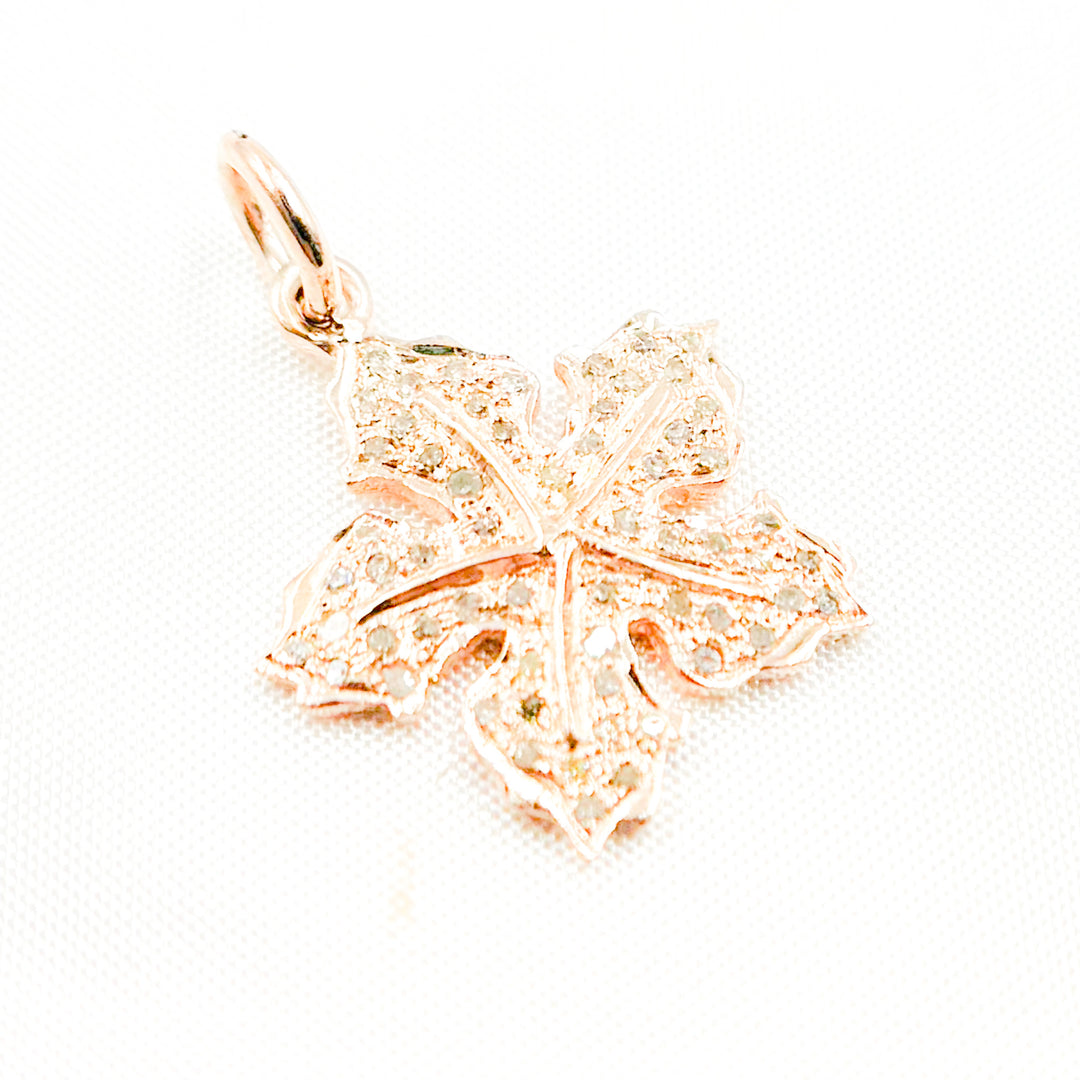 DC442. Diamond Sterling Silver Leaf Pendant