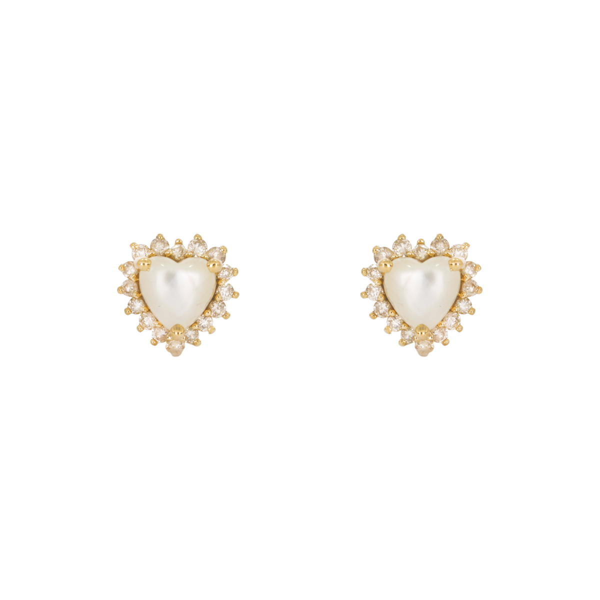 EFC53037PL. 14k Solid Gold Diamond and Gemstone Heart Stud Earrings