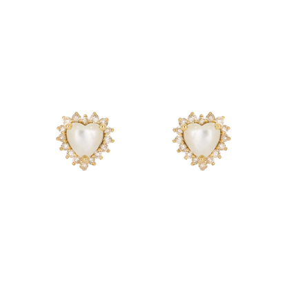 EFC53037PL. 14k Solid Gold Diamond and Gemstone Heart Stud Earrings