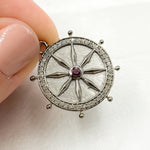 Load image into Gallery viewer, DP719. Diamond Sterling Silver Round Fancy Pendant with Gemstone
