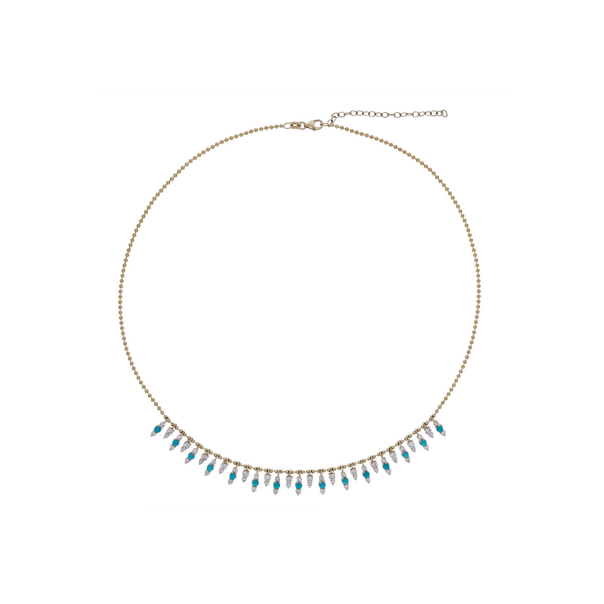 NFN71705. 14K Solid Gold Diamond and Gemstone Necklace