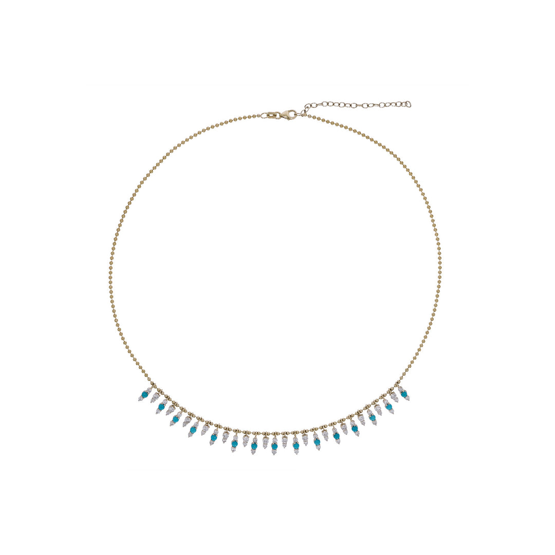 NFN71705. 14K Solid Gold Diamond and Gemstone Necklace