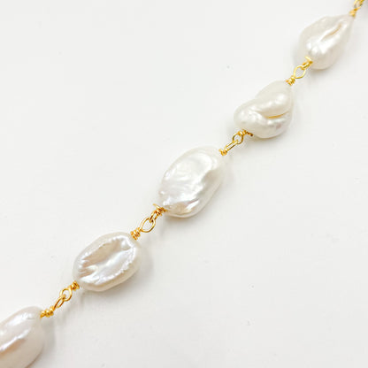 Buy Gold Plated Wire Nugget Freshwater Pearl Chain