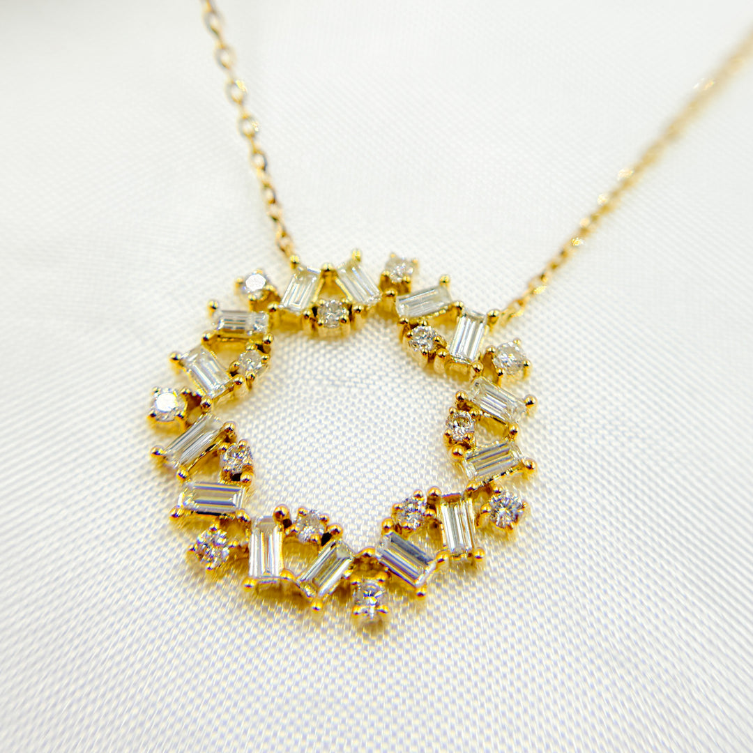 14K Solid Gold Diamond and Gemstone Necklace. NT402348