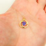 Load image into Gallery viewer, 14K Solid Gold Diamond Circle Charm. GDP129
