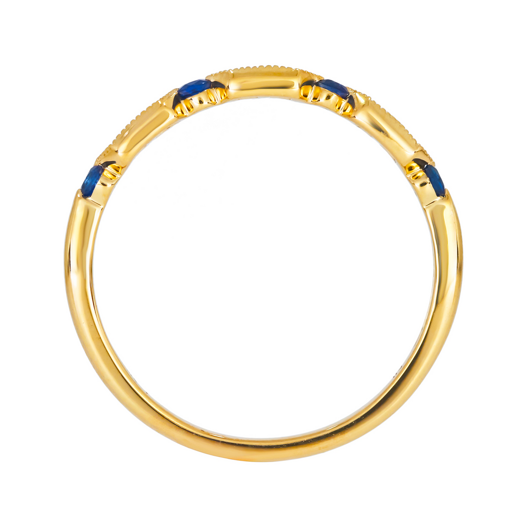 RAD00540BS. 14K Solid Gold Diamond & Blue Sapphire Ring