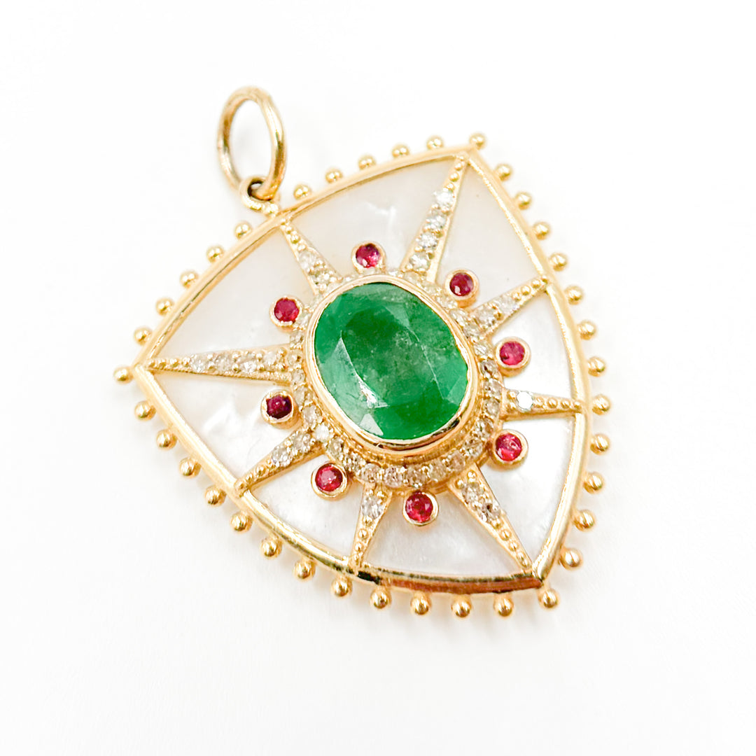 14K Solid Gold Shield Pendant