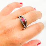 Load image into Gallery viewer, DE04. Diamond Black Rhodium Sterling Silver Gemstone Ring
