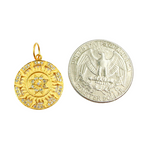 Load image into Gallery viewer, 14K Solid Gold Diamond Circle Sun Charm with Star in the Center. GDP257
