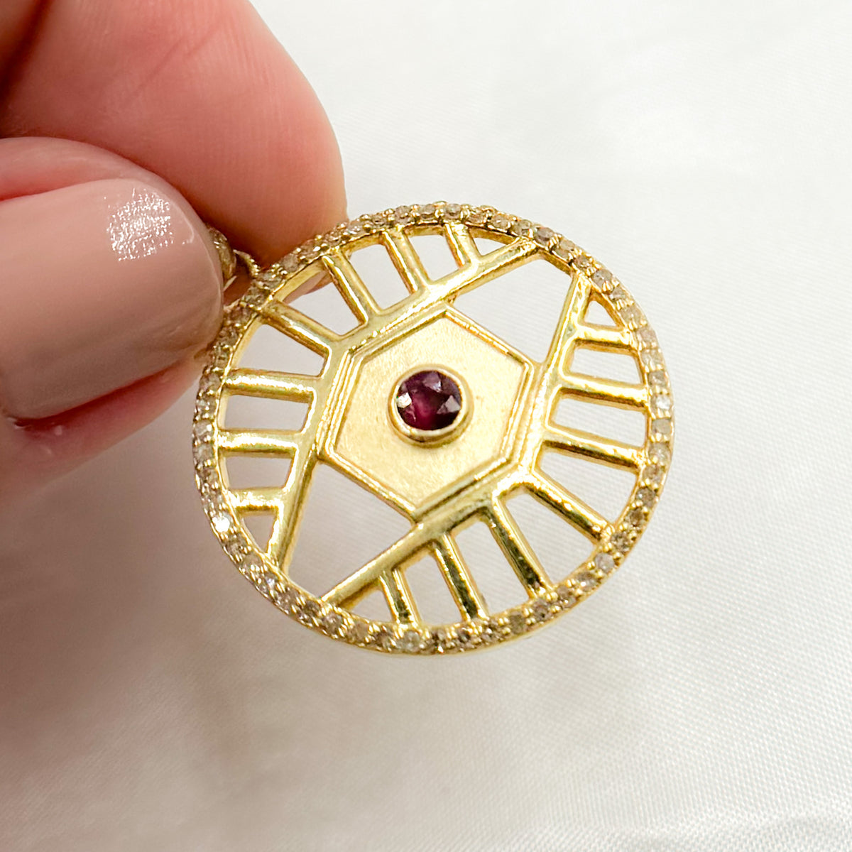 Sterling Silver Round Pendant with Gemstone