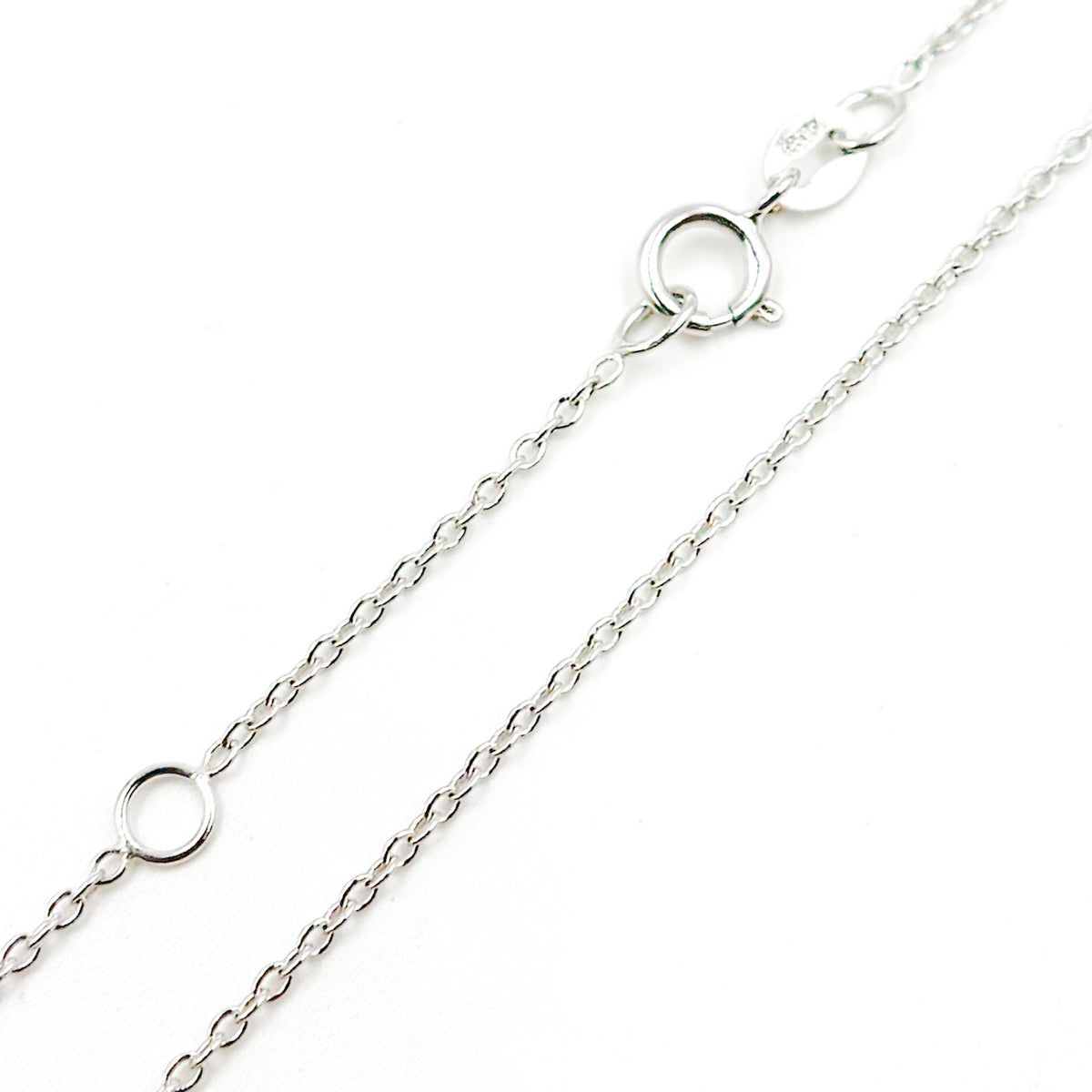 White Gold Cable 16 Inch Chain with Extender