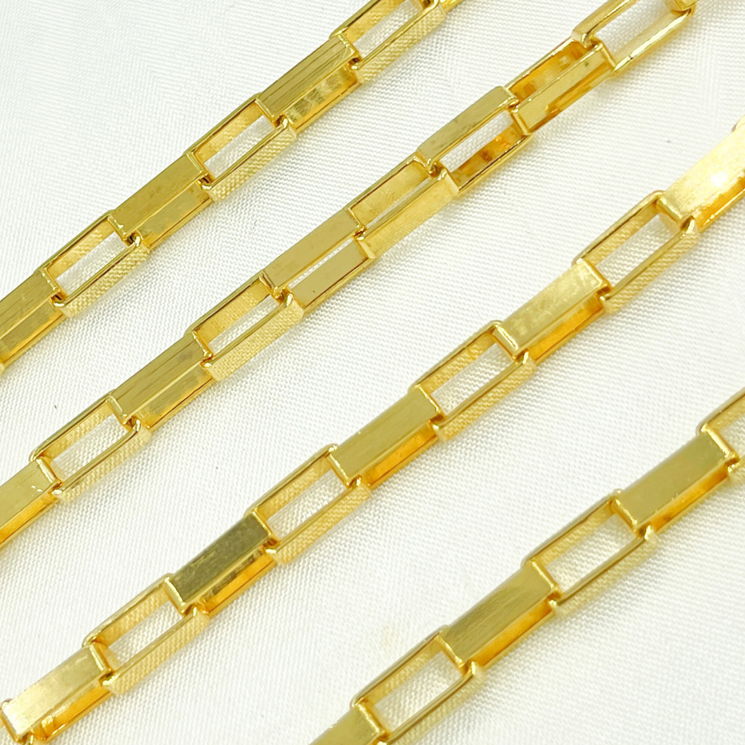 V42GP. Gold Plated 925 Sterling Silver Flat Box Chain