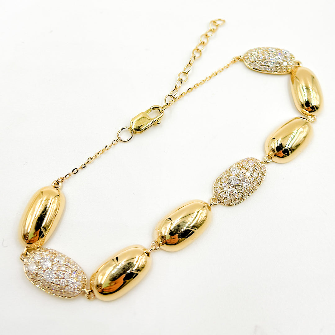 BFN61269. 14k Solid Gold Diamond Oval Bracelet