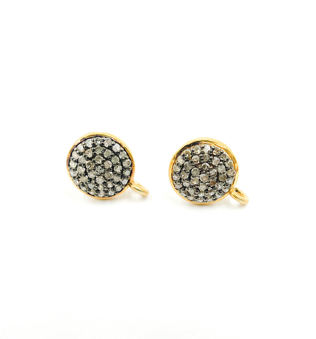 DE034. Diamond Sterling Silver Round Studs with Ring