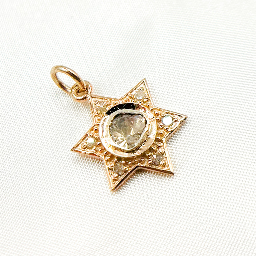 DC406. Diamond Star Pendant with Polki Diamond