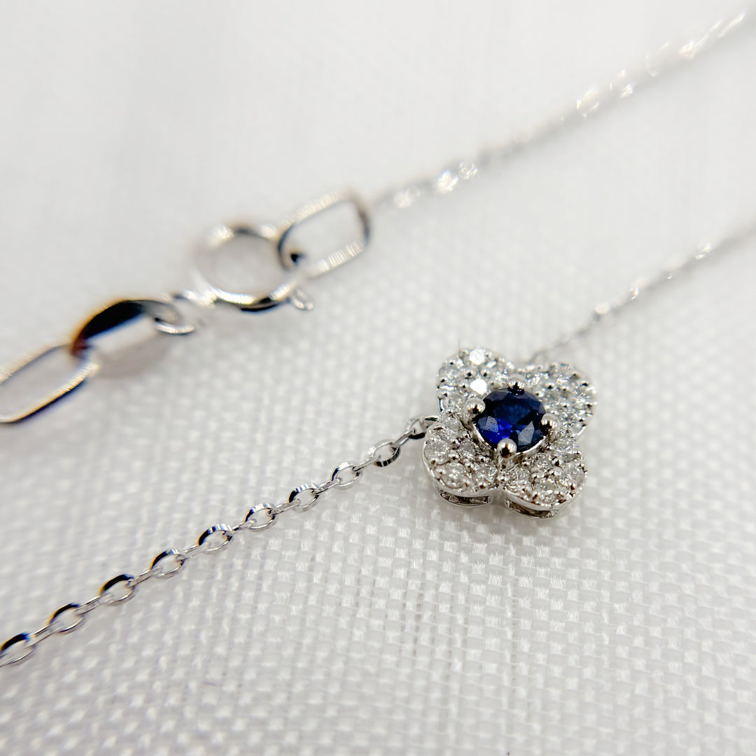 NT404984. 14K Solid Gold Flower Solitaire Tiny Necklace