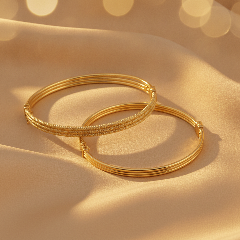 Bangle1. 14K Solid Gold Bangle Smooth and Hammered