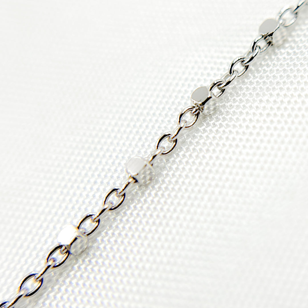 025R02S1QT4WG. 14K Solid White Gold Satellite Cube Chain