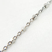 14K Solid White Gold Satellite Cube Chain