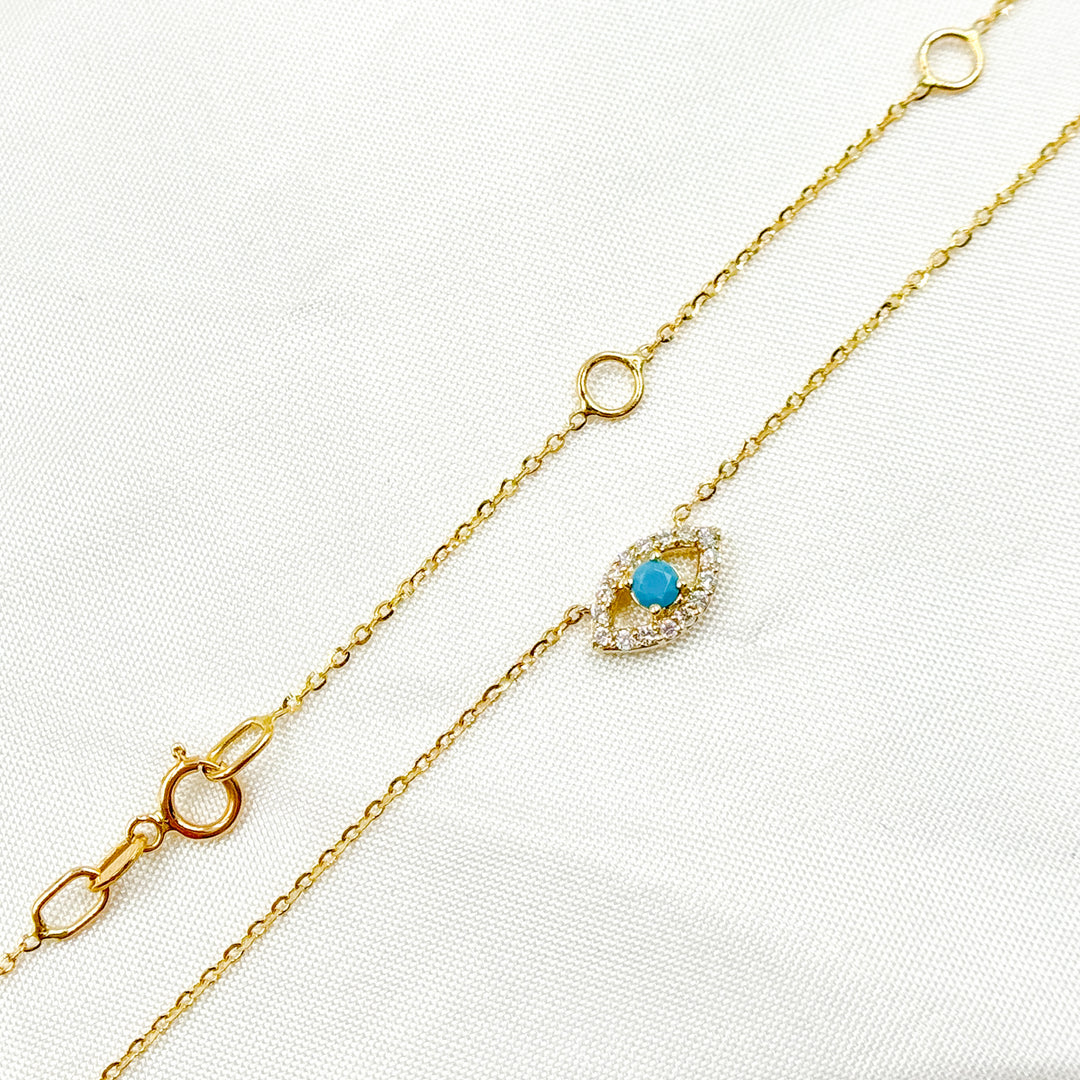 14K Solid Gold Diamond and Gemstone Eye Necklace. NT404404TQ