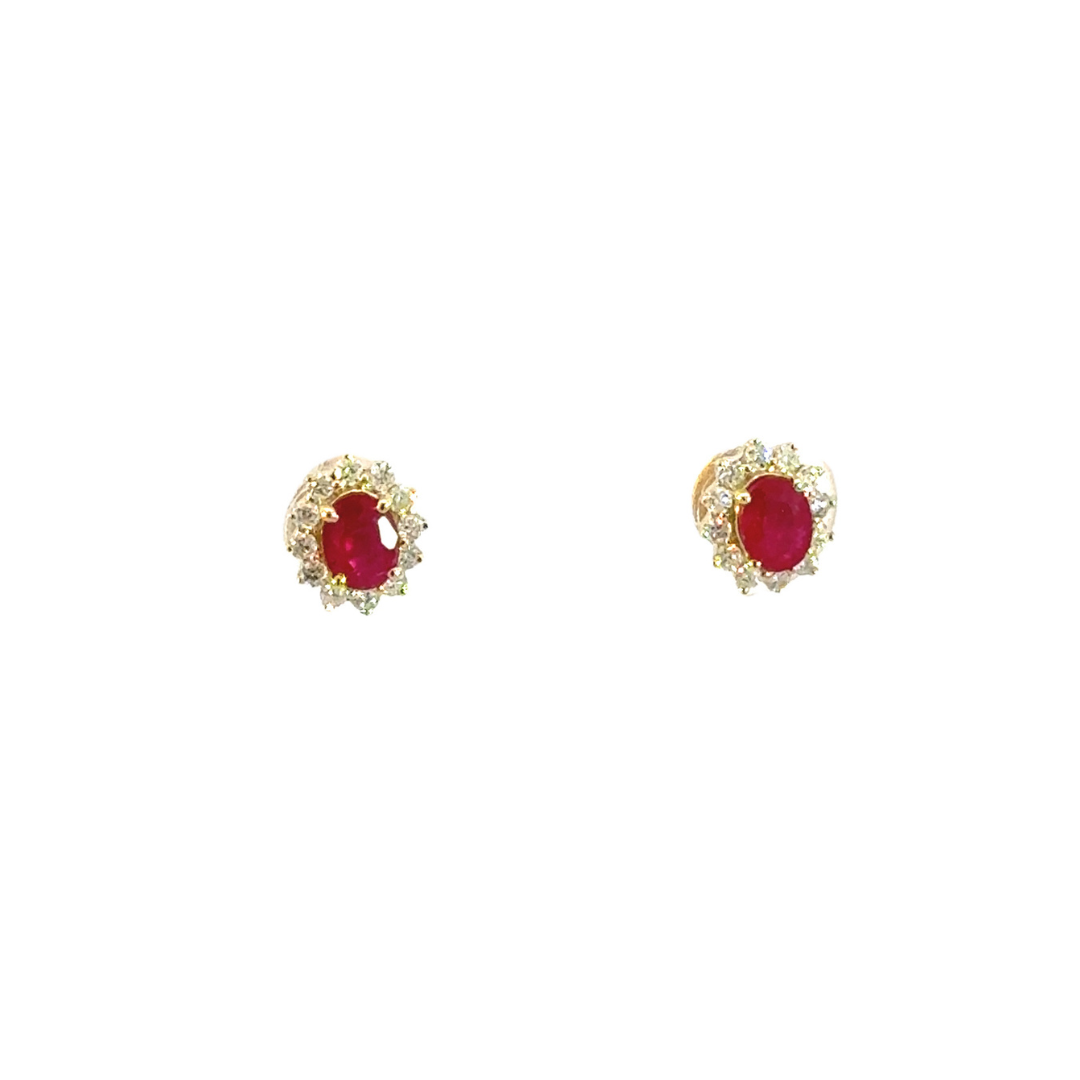 14K Solid Gold Diamond & Ruby Earrings.  ER113509YRU