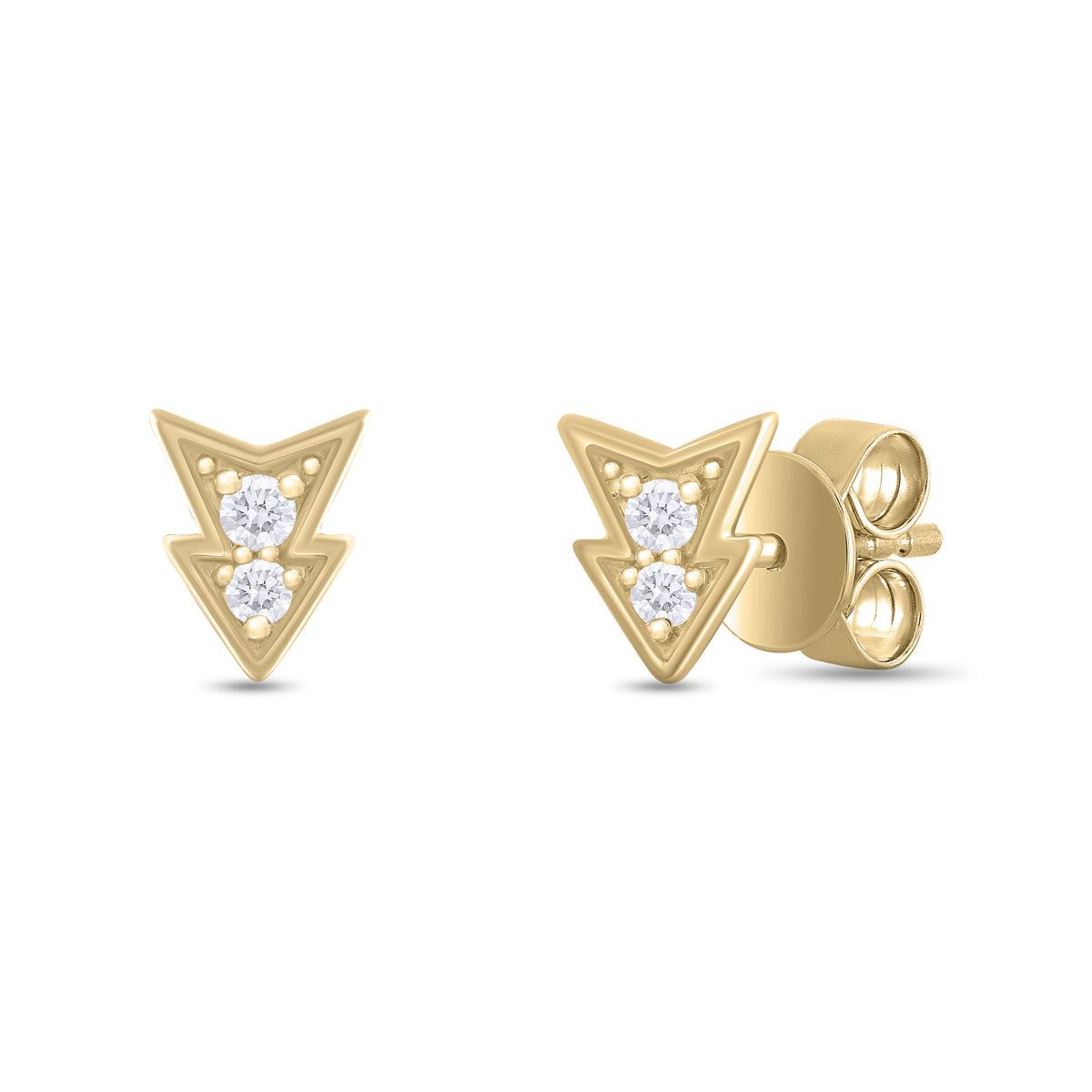 EFA54267. 14K Solid Gold Diamond Arrow Studs
