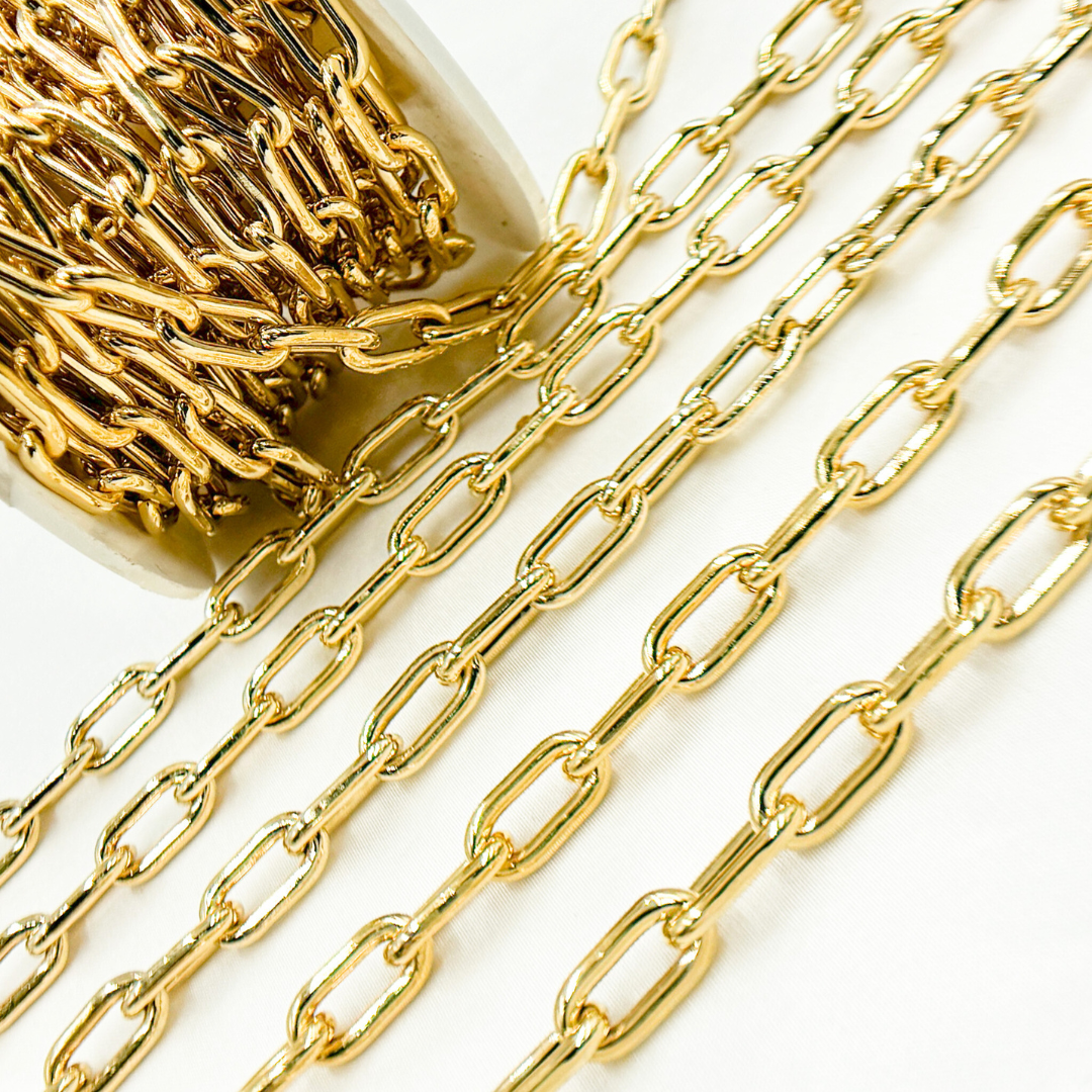 Gold Plated 925 Sterling Silver Smooth Hollow Paperclip Link Chains