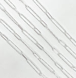 Load image into Gallery viewer, 925 Sterling Silver Hammered and Round Paperclip Link Chain. V3SS
