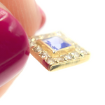 Load image into Gallery viewer, 14K Solid Gold Diamond Square Charm with Gemstones. GDP451
