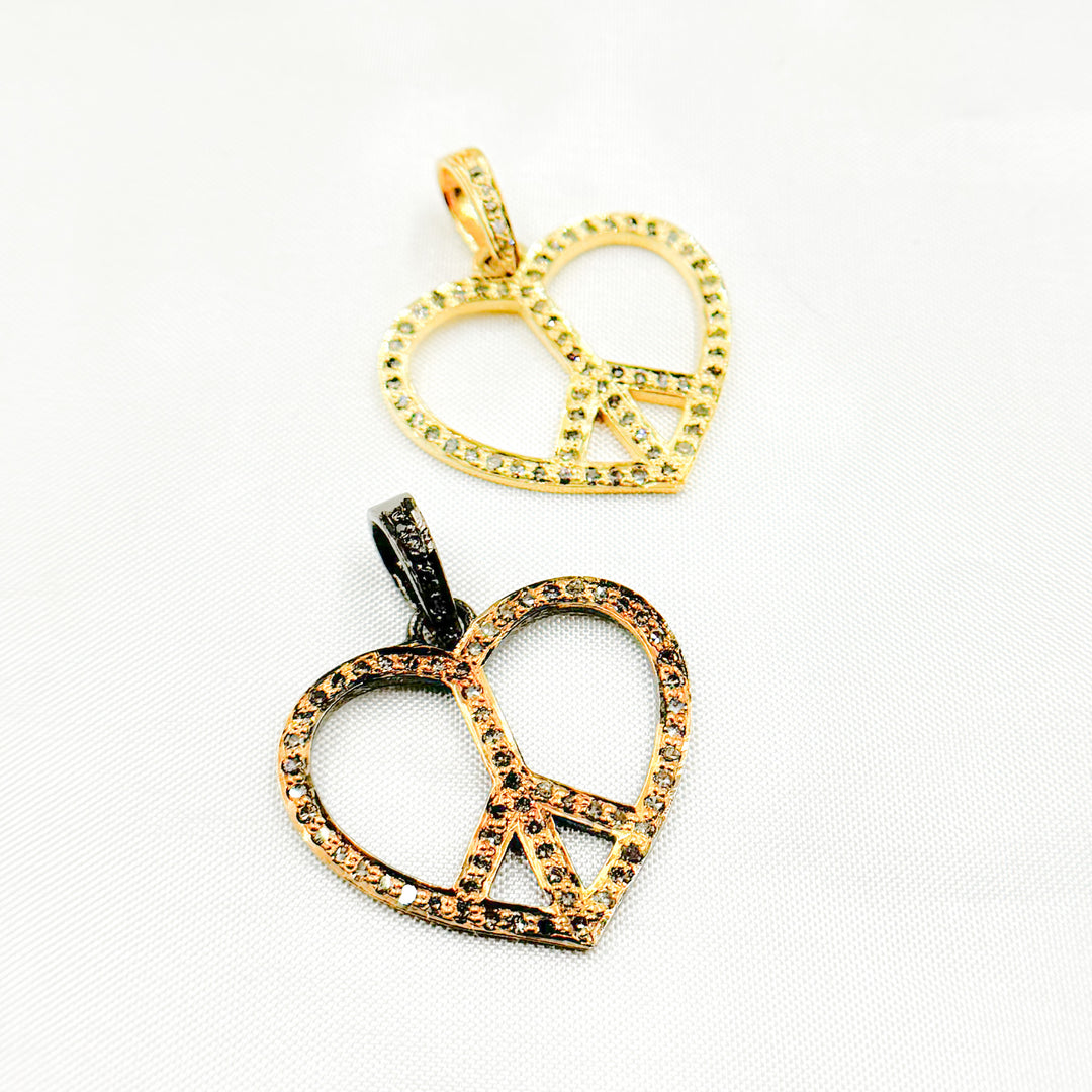 DP809. Diamond Sterling Silver Heart Peace Pendant