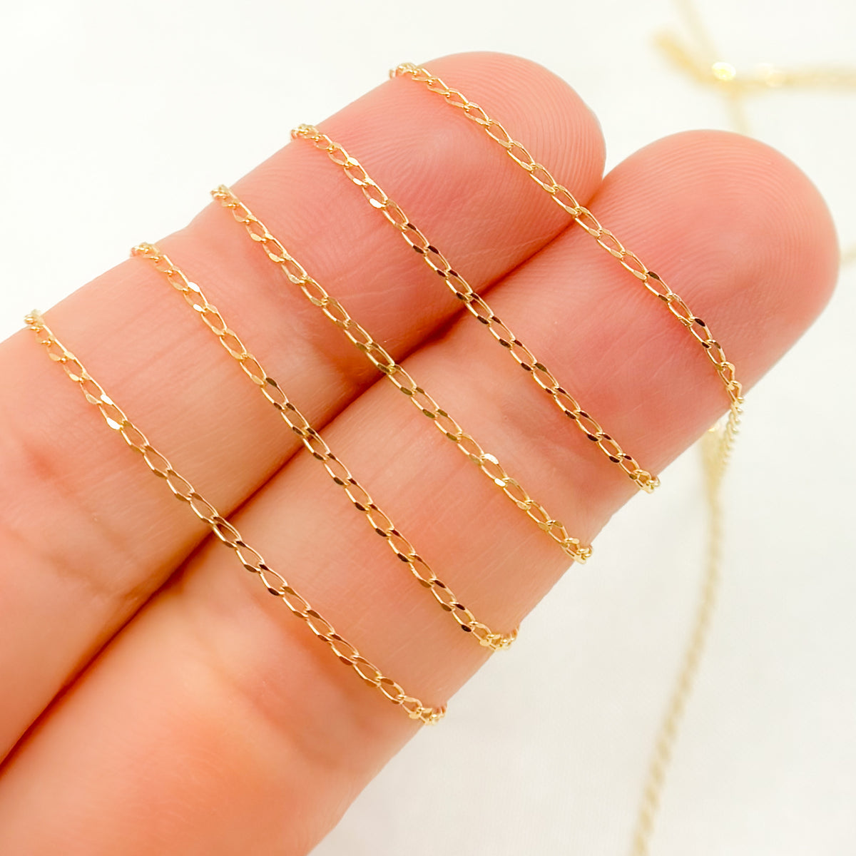 14K Solid Gold Long Curb Chain