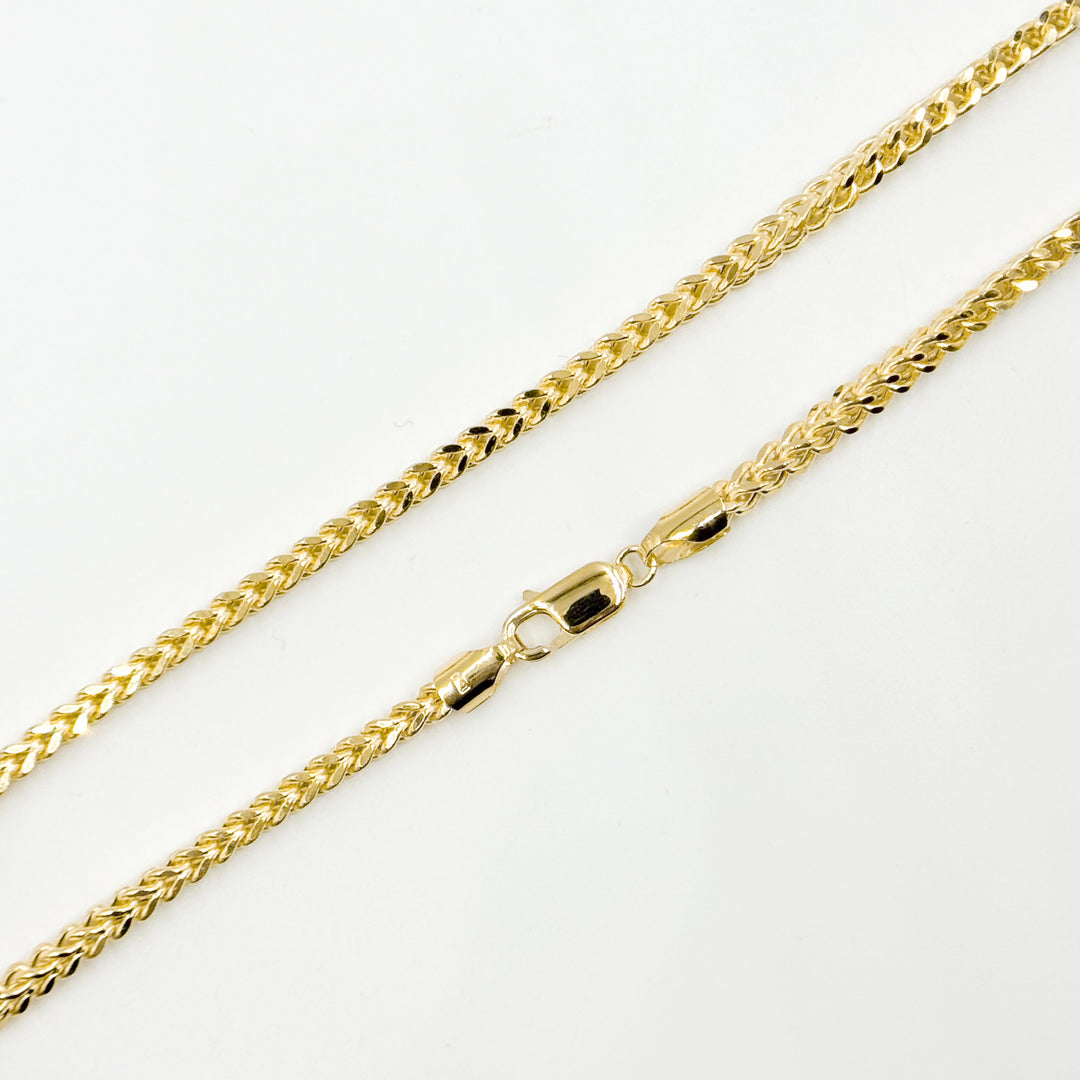 100HVI2004000. 14K Solid Yellow Gold Franco Hollow Chain Necklace