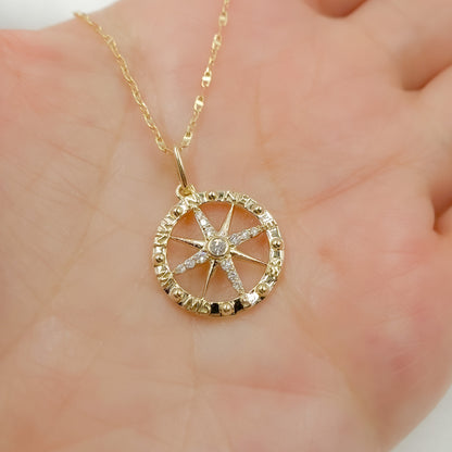 PN417374. 14k Solid Gold Diamond North Star Charm