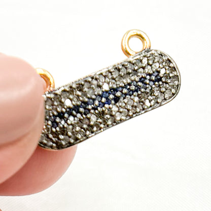 DC958. Diamond Sterling Silver Oval Pendant with Gemstone