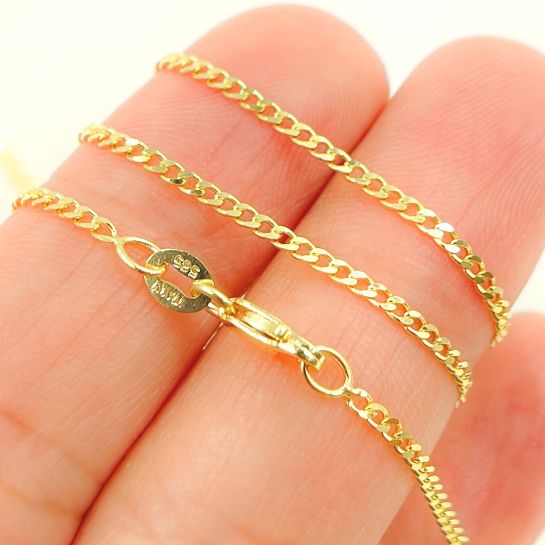 040GMBG2T2A8L001. 14K Solid Yellow Gold Flat Curb Chain