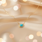 Load image into Gallery viewer, NT407129. 14K Solid Gold Octagon Turquoise Fancy Tiny Necklace